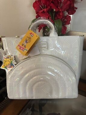 Loungefly Rainbow Brite  Holographic White  Embossed Satchel tote /backpack NWT